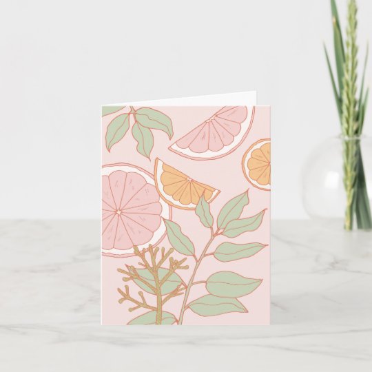 Botanical Note Card with Citrus and Leaves | Zazzle.com
