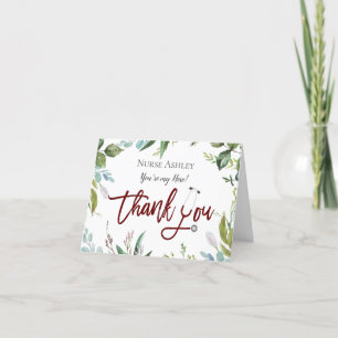 Botanical Nurses Doctors Healthcare Personalized Letterpress Thank You Card