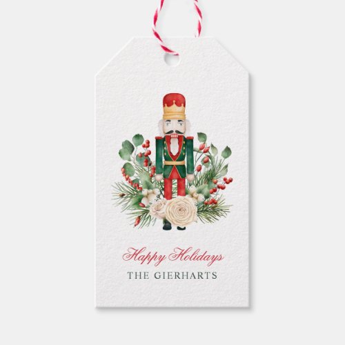 Botanical Nutcracker Happy Holidays Christmas Gift Tags