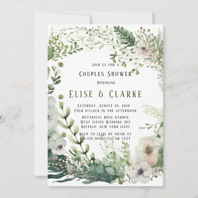 Botanical of Anemone Flowers Couples Shower Invitation (Front)