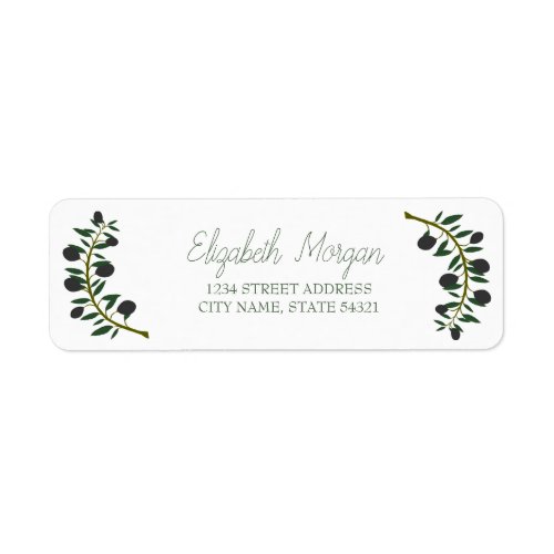 Botanical Olive Branch   Address Label