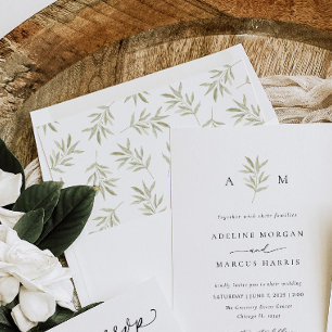 Botanical Olive Branch Envelope Liner