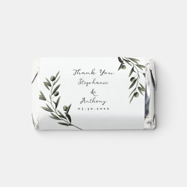 Botanical Olive Branch Leaves Italian Wedding  Hershey's Miniatures (Front)