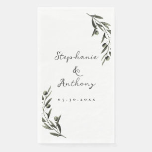 Botanical Olive Branch Leaves Italian Wedding Paper Guest Towels