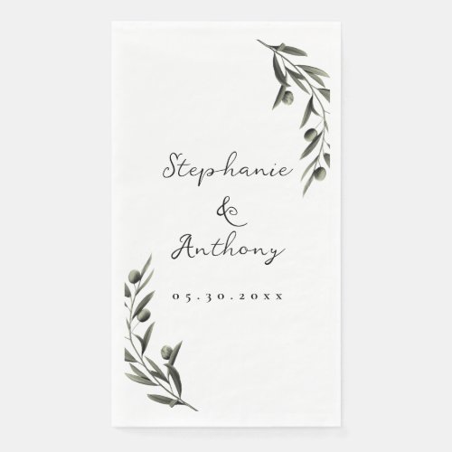 Botanical Olive Branch Leaves Italian Wedding   Paper Guest Towels