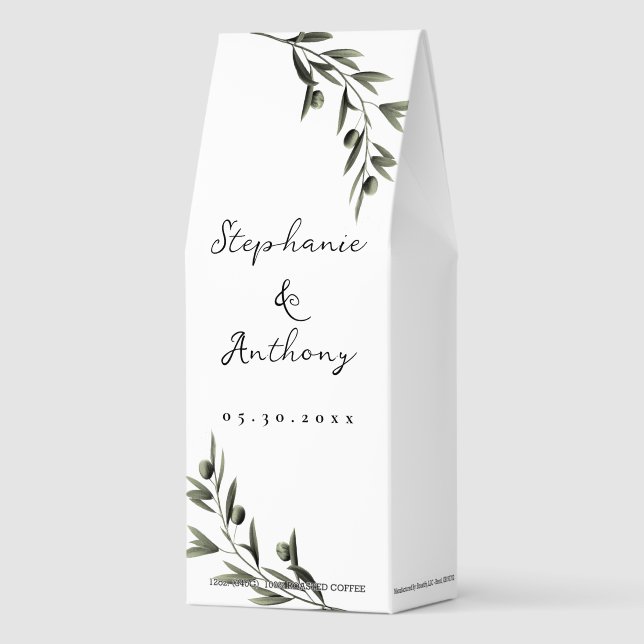 Botanical Olive Branch Leaves Italian Wedding   Roasted Coffee (Front)