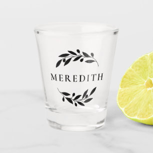 Botanical Olive Branch Monogram Shot Glass