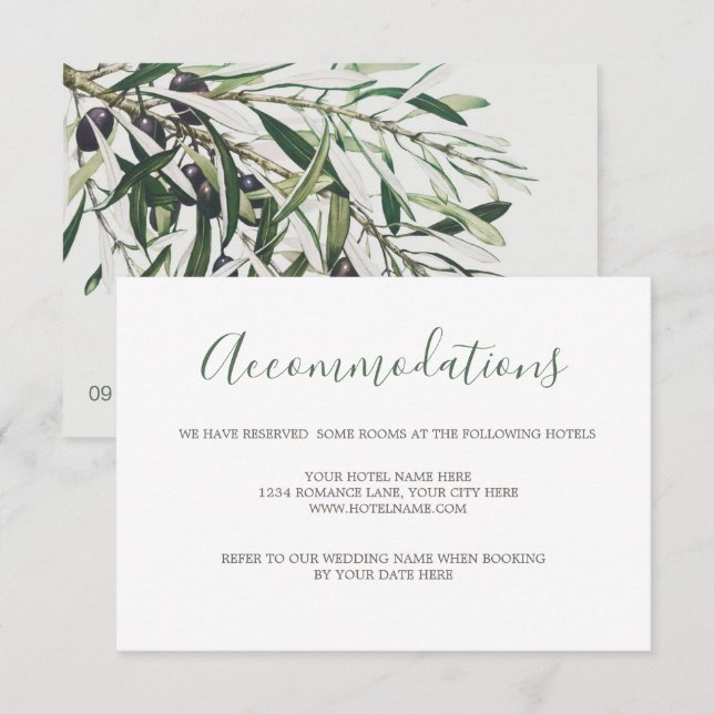 Botanical Olive Branch Wedding Enclosure   RSVP Ca (Front/Back)