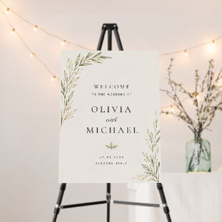 Botanical Olive Branch Wedding Welcome Sign 