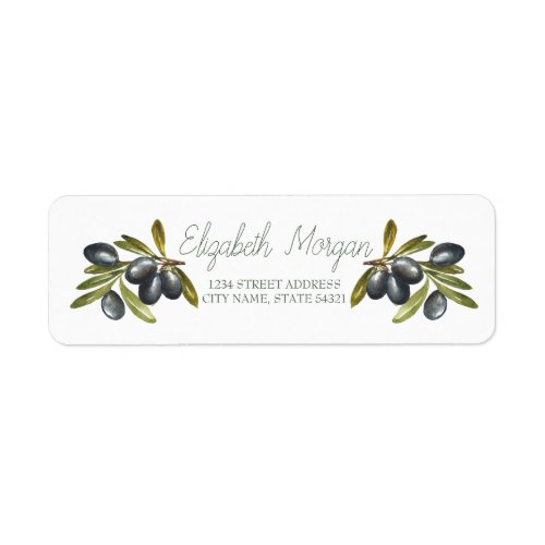 Botanical Olive Branches Label