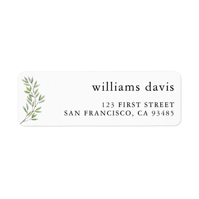 Botanical Olives Branch Return Address Label (Front)