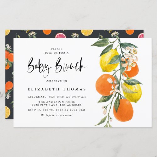 Botanical Orange and Lemon Baby Brunch Invitation