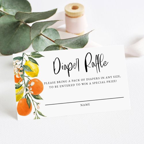 Botanical Orange and Lemon Diaper Raffle Game Enclosure Card
