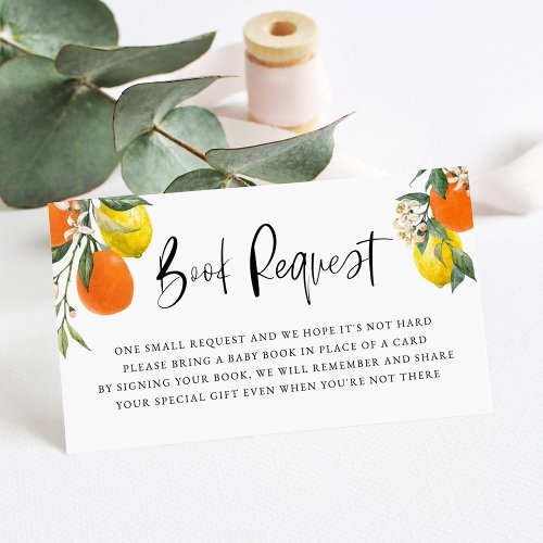 Botanical Orange and Lemon Garland Book Request Enclosure Card