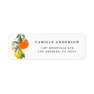 Botanical Orange and Lemon Garland Wedding Label