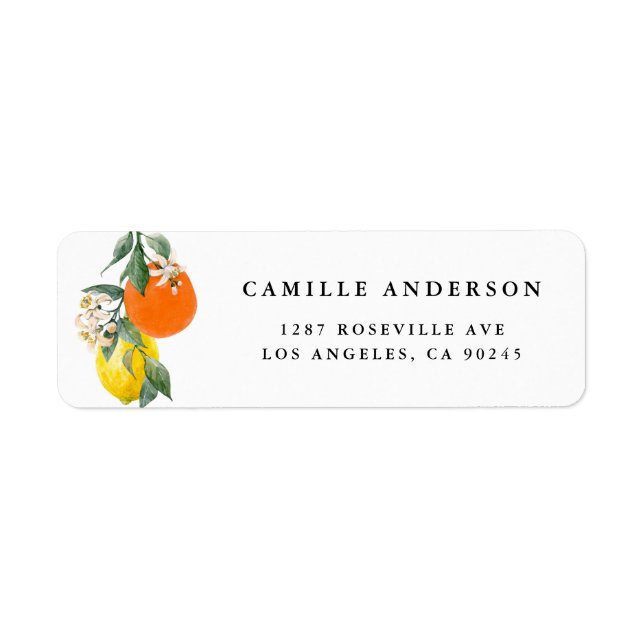 Botanical Orange and Lemon Garland Wedding Label (Front)