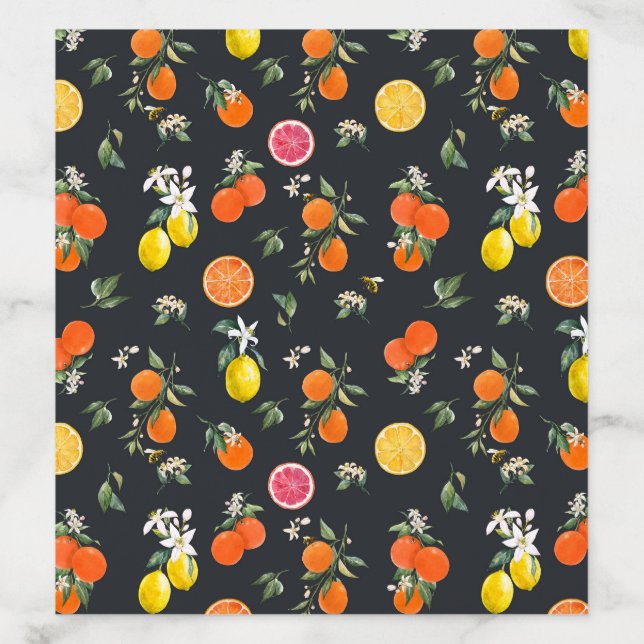 Botanical Orange and Lemon Pattern Wedding Envelope Liner (Design)