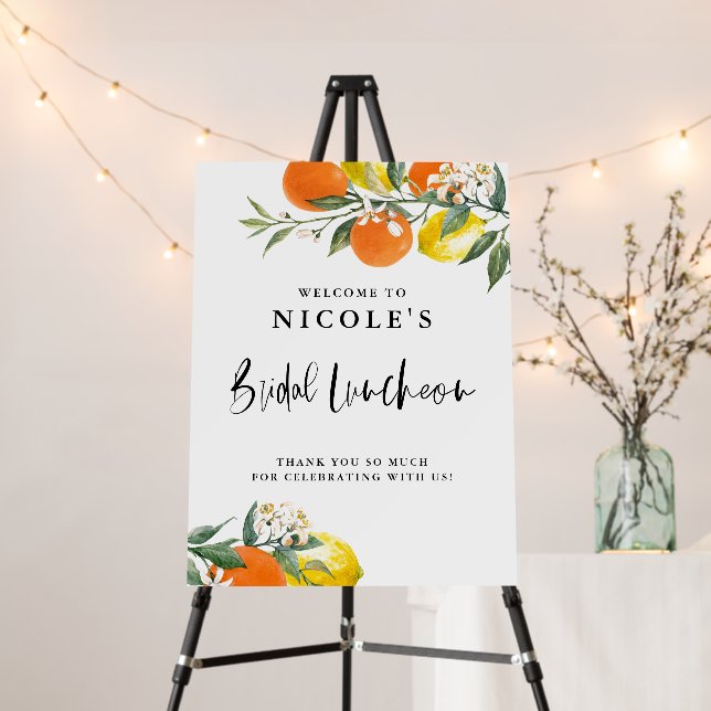 Botanical Orange and Lemon Summer Bridal Luncheon Foam Board (In Situ (Stand))