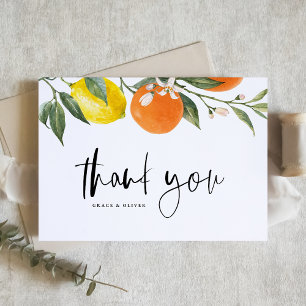 Botanical Orange and Lemon Summer Wedding Thank You Card