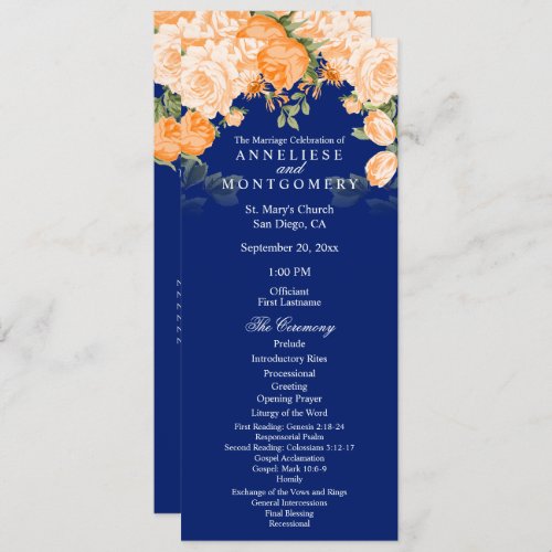 Botanical Orange and Navy Blue Floral _ Program