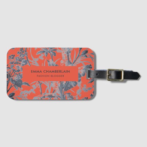 Botanical Orange Chinoiserie Custom Luggage Tag