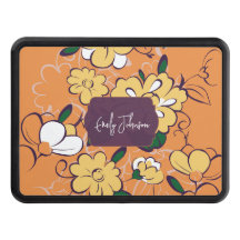Botanical Orange Floral Garden Custom Text
