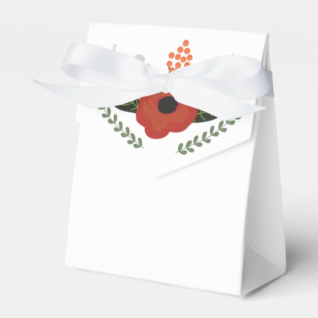 Botanical Orange Floral Leaves Party Favor Boxes (Front Side)