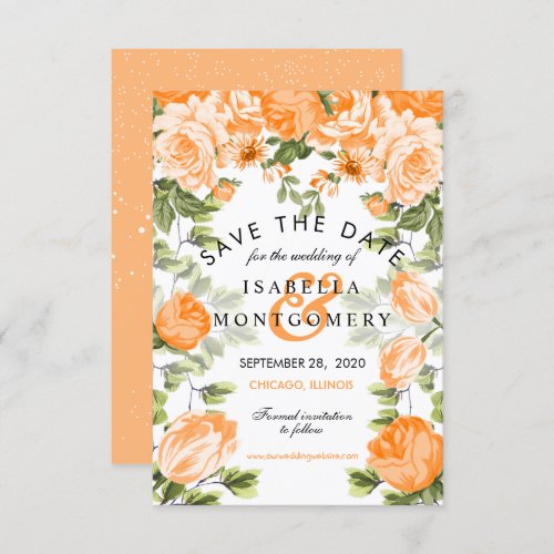 Botanical Orange Floral _Save the Date Invitation