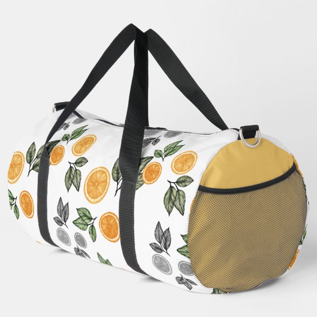 Botanical Orange Fruit Slices Duffle Bag (Right Corner)