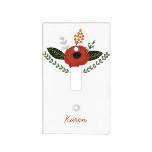 Botanical Orange Leaf Floral Light Switch Cover