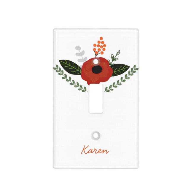 Botanical Orange Leaf Floral Light Switch Cover (Front)