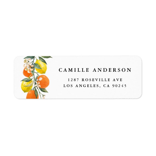 Botanical Oranges and Lemons Garland Label (Front)