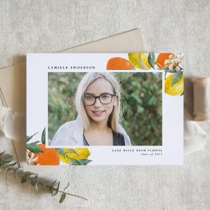 Botanical Oranges and Lemons Photo Graduation Announcement