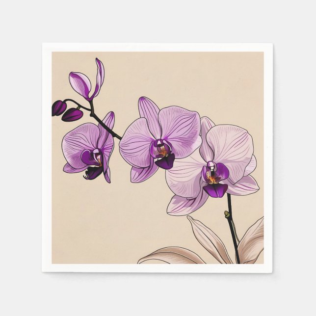 Botanical Orchid Elegant Napkins (Front)