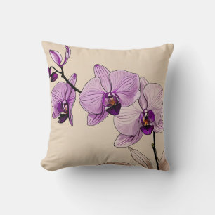 Botanical Orchid Elegant Throw Pillow