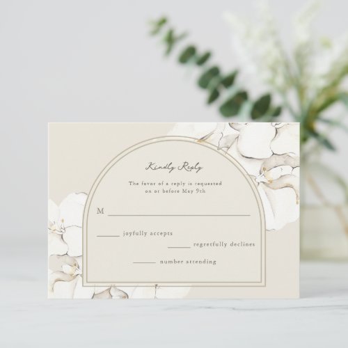 Botanical Orchid Floral Wedding RSVP Card