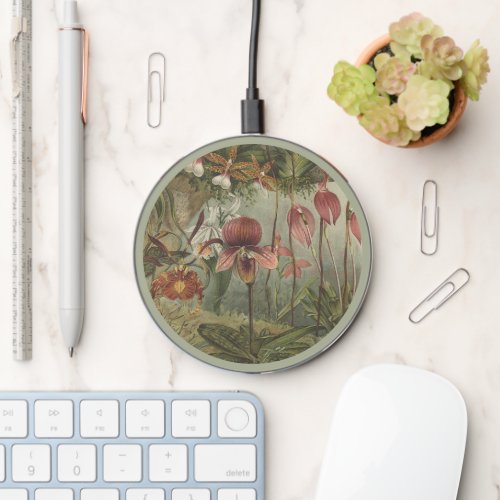 Botanical Orchids Vintage Floral  Wireless Charger