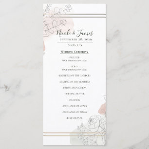 Botanical Outline Sage & Blush Floral Wedding Menu