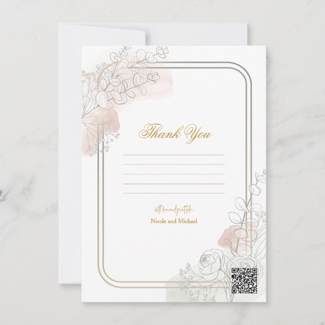 Botanical Outline Sage Blush Floral Wedding Sign Invitation (Front)