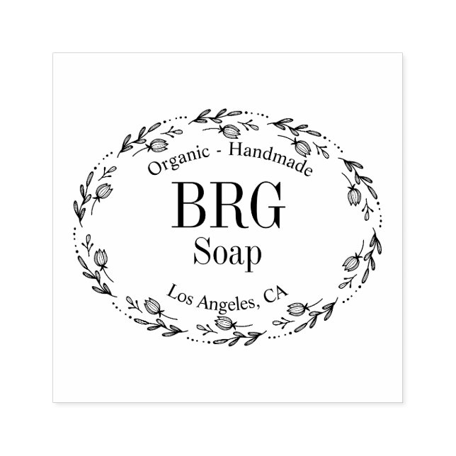 Botanical Oval | Monogrammed Organic Handmade Soap Rubber Stamp (Imprint)
