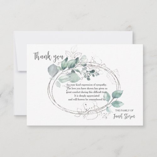 Botanical Oval Sympathy Thank You Card