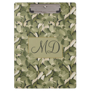 Botanical Painting Sage Green Olive Floral Pattern Clipboard