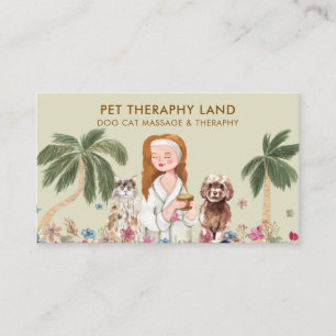 Botanical Palm Cat DOG HUMAN massage THERAPHY Business Card