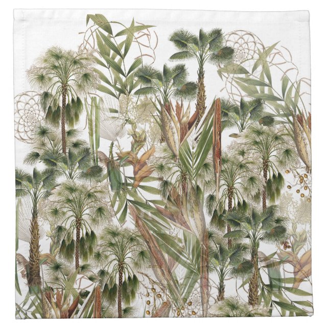 Botanical Palm Tree Frond Nut Flower Cloth Napkin (Front)