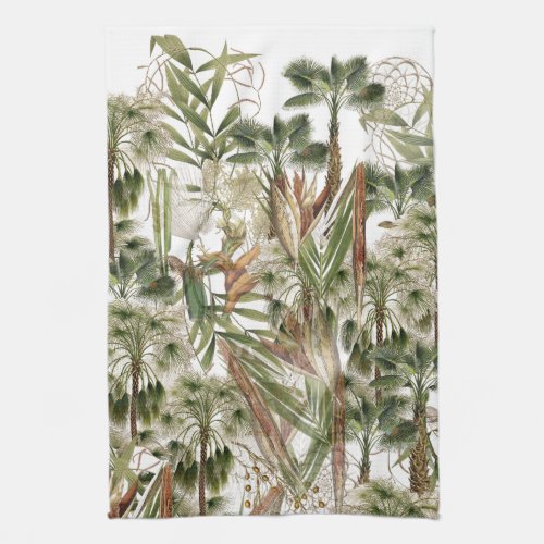 Botanical Palm Tree Frond Nut Flower Kitchen Towel