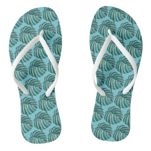 Botanical Palm Tree Print Flip Flops