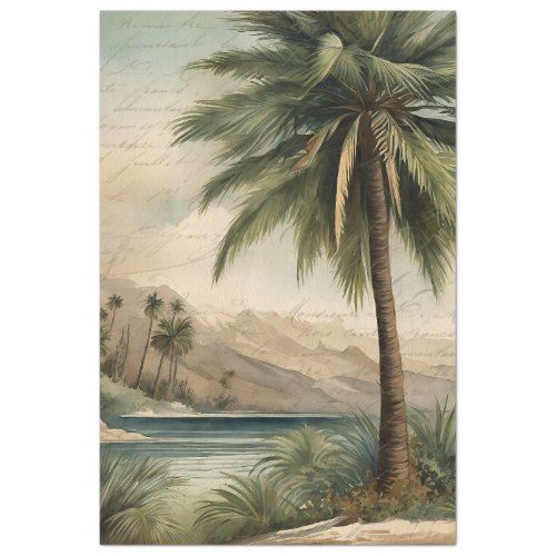Botanical Palm Tree Watercolor Ephemera Decoupage Tissue Paper
