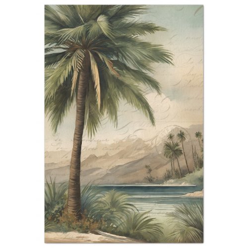 Botanical Palm Tree Watercolor Ephemera Decoupage Tissue Paper