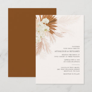 Botanical Pampas Grass Desert Palms Wedding Invitation