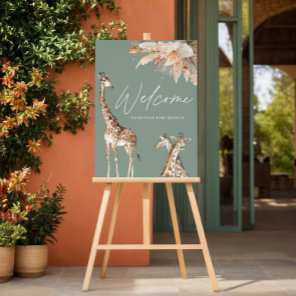 Botanical pampas grass giraffe safari sage green t foam board